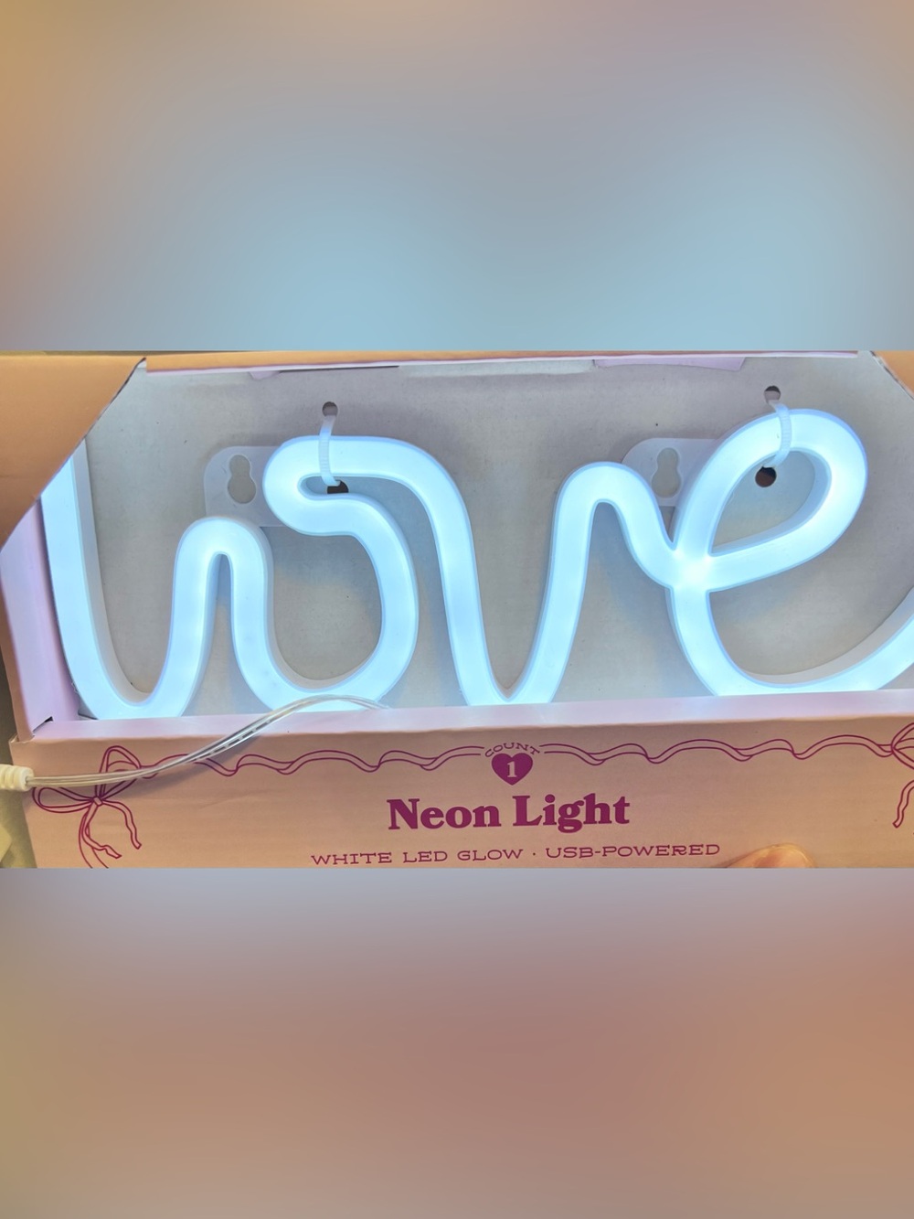 LOVE White LED Neon Sign - USB-Powered